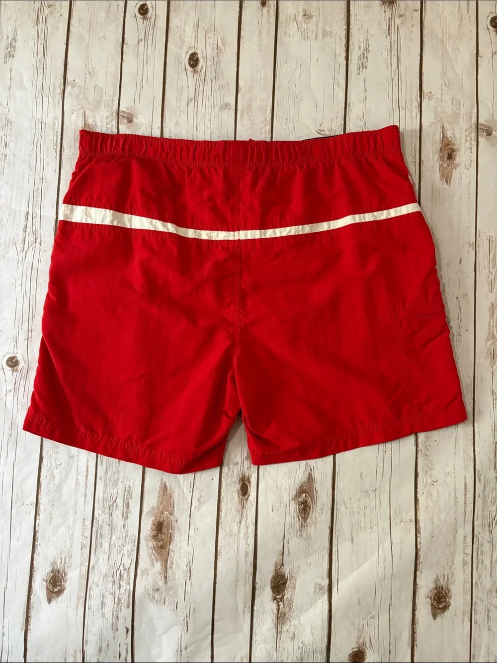 Nautica Red Swim Trunks with White Stripe